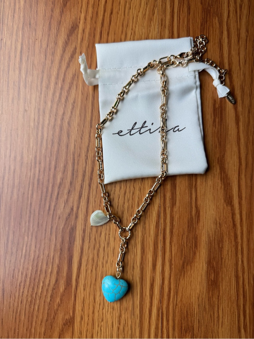 Ettika Gold Chain Y Necklace with Turquoise Heart Pendant